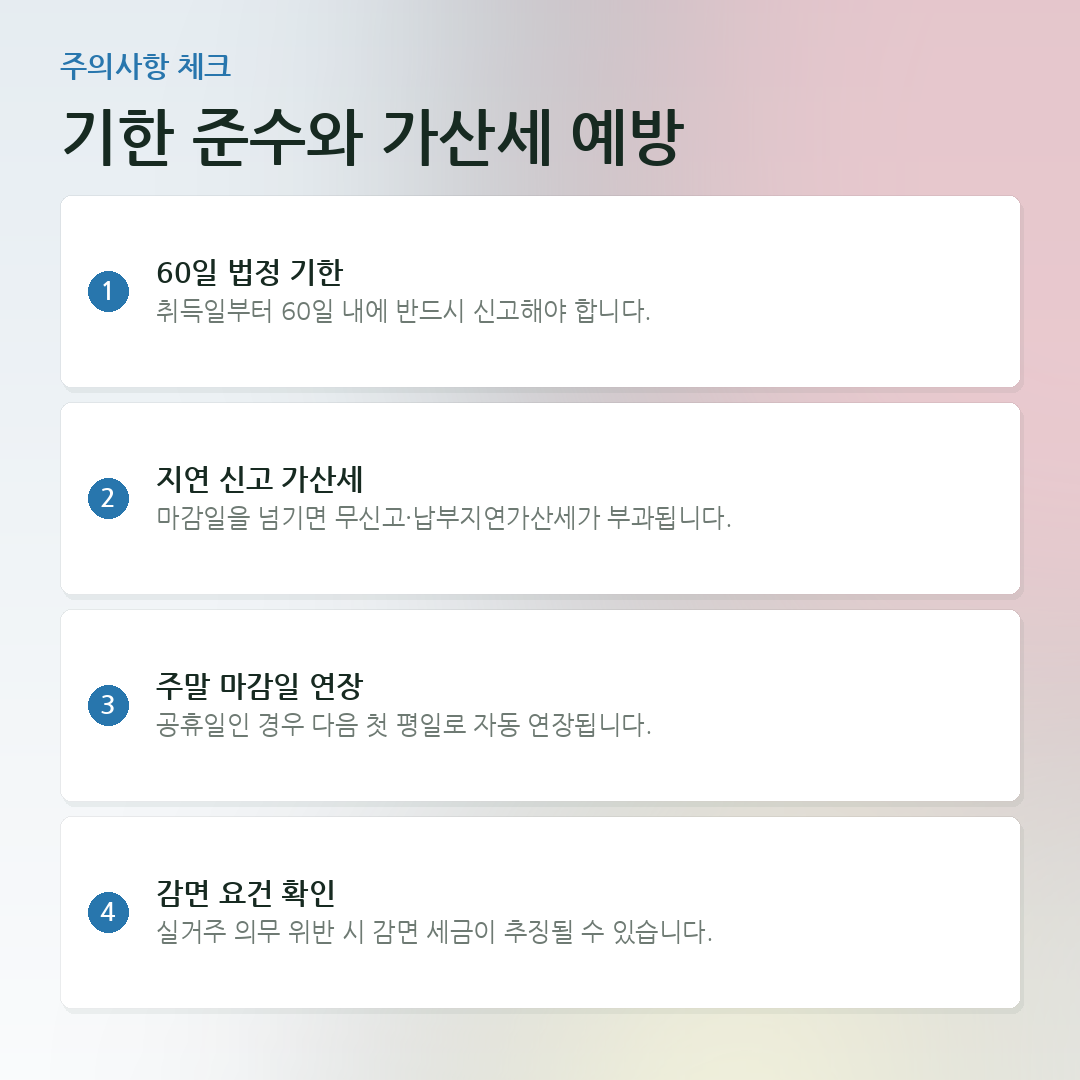 기한 준수와 가산세 예방 요약 카드