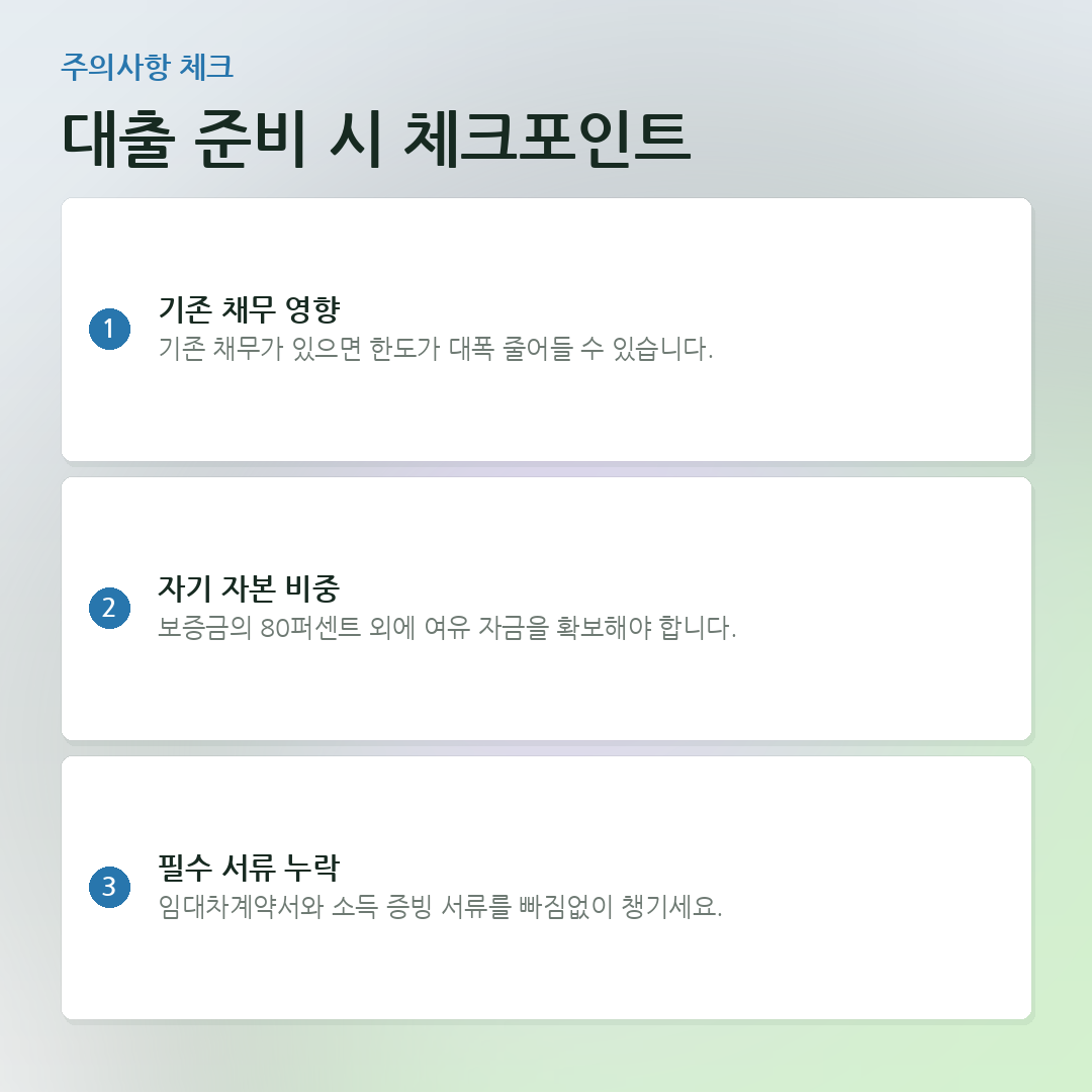 대출 준비 시 체크포인트 요약 카드