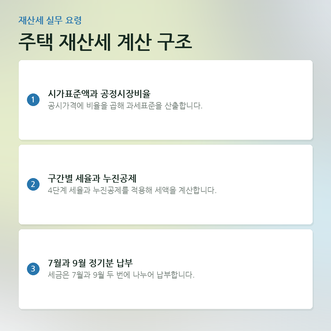 주택 재산세 계산 구조 요약 카드