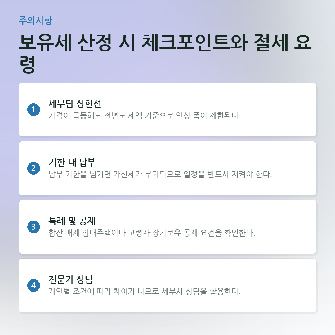 보유세 산정 시 체크포인트와 절세 요령 요약 카드