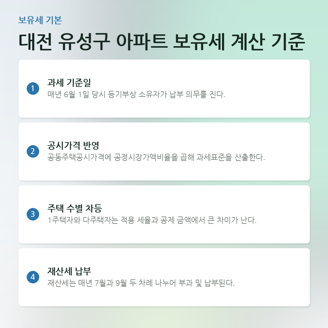 대전 유성구 아파트 보유세 계산 기준 요약 카드