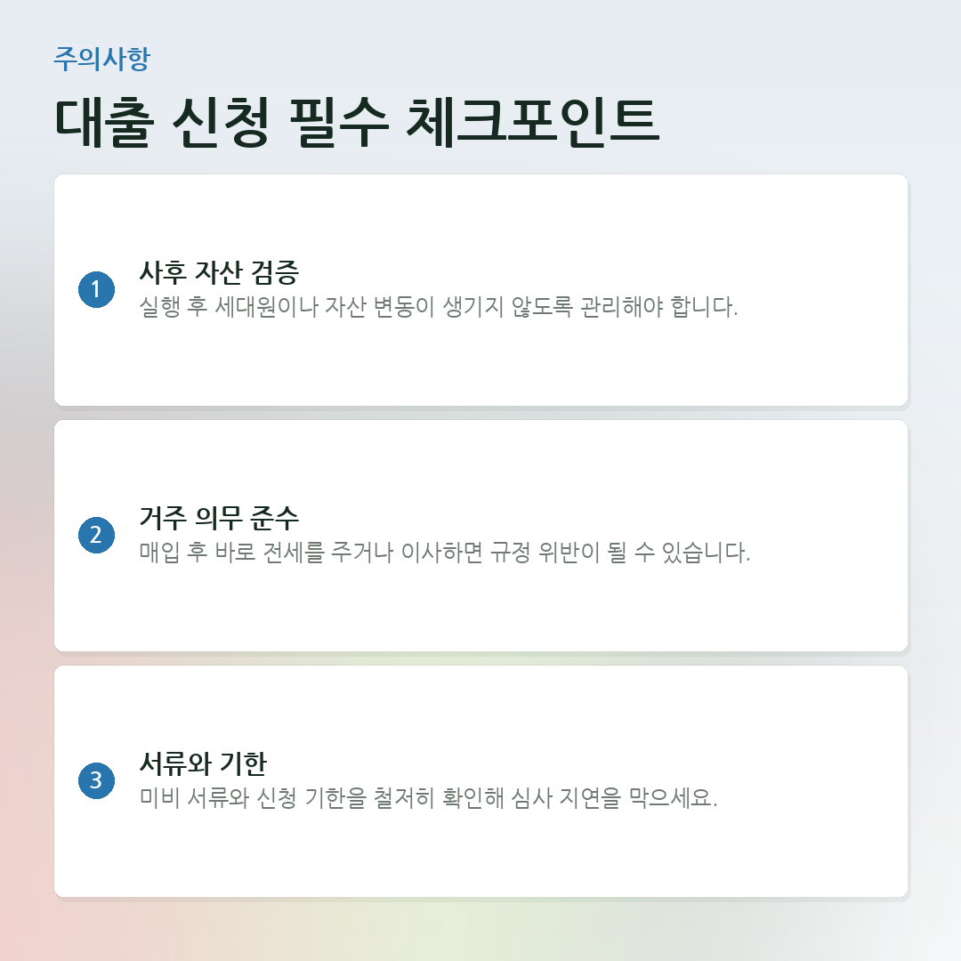 대출 신청 필수 체크포인트 요약 카드