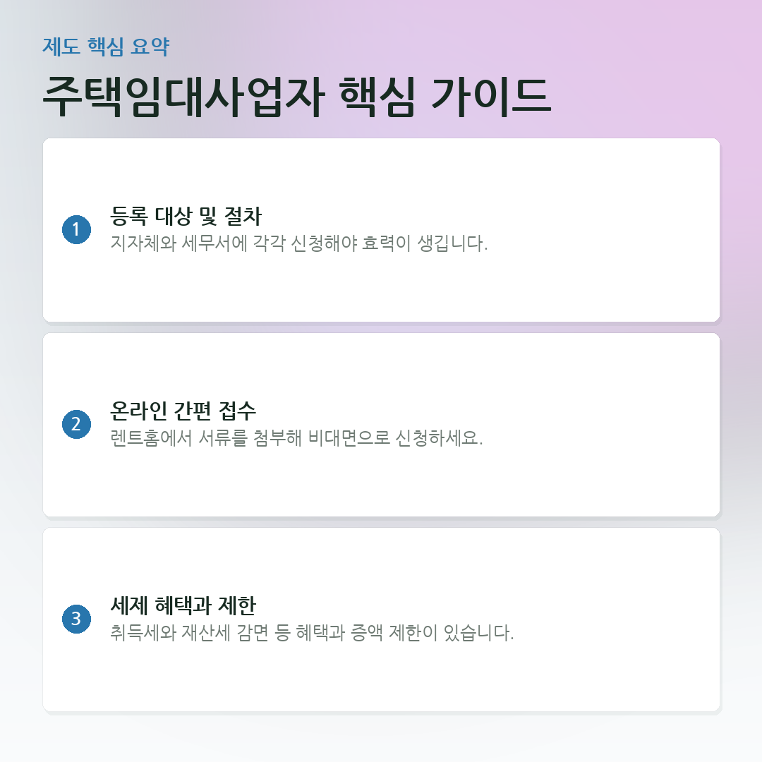주택임대사업자 핵심 가이드 요약 카드