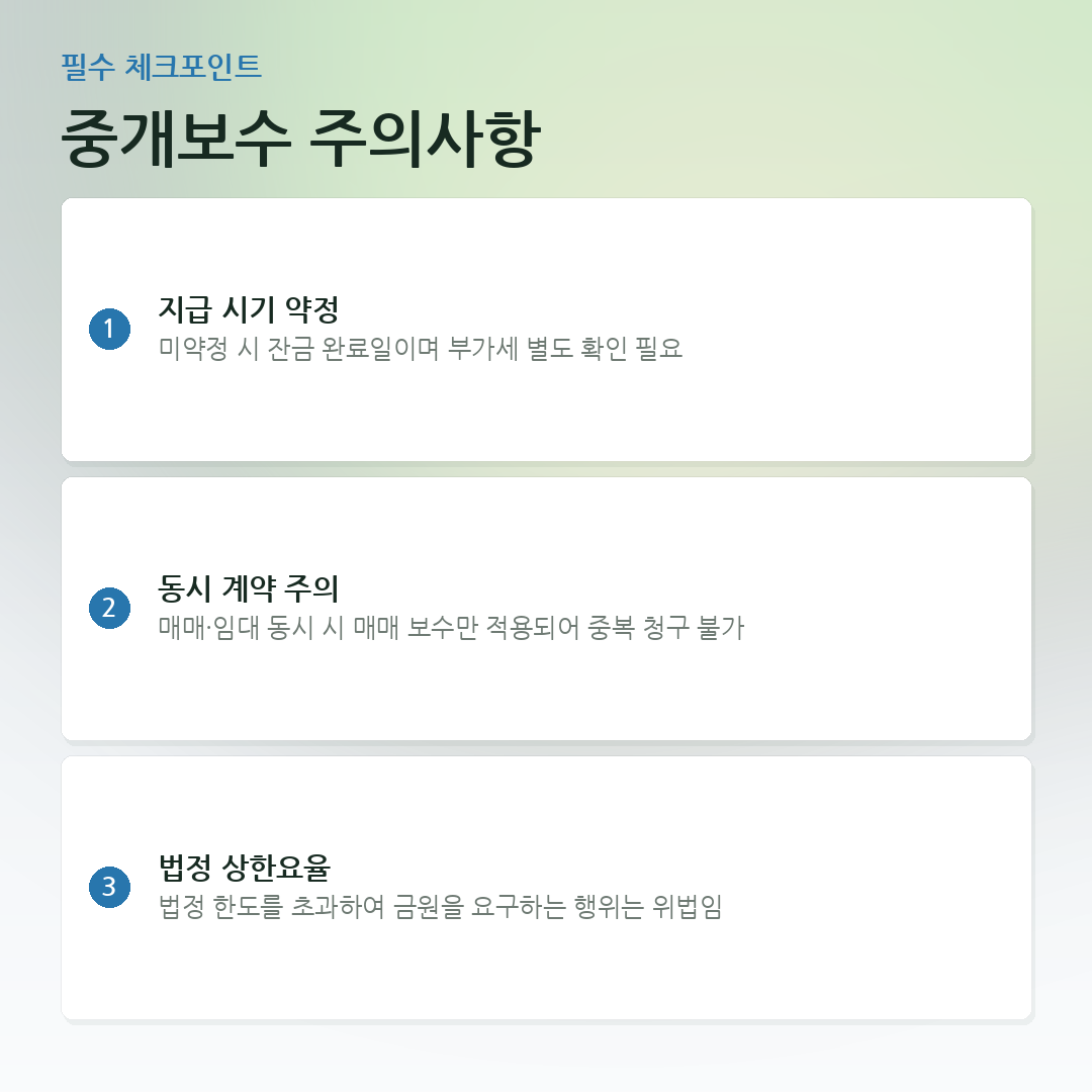 중개보수 주의사항 요약 카드