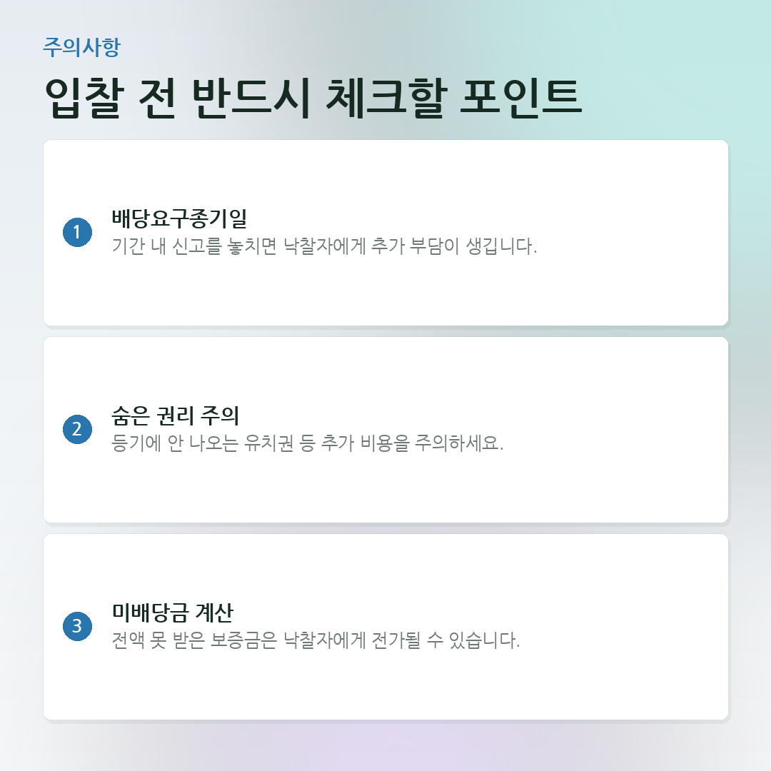 입찰 전 반드시 체크할 포인트 요약 카드