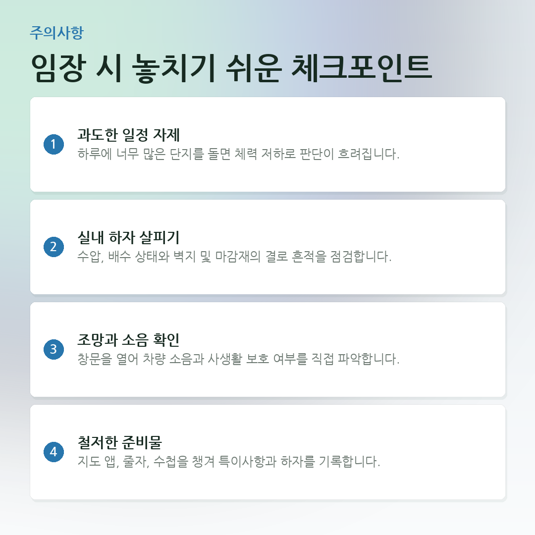 임장 시 놓치기 쉬운 체크포인트 요약 카드