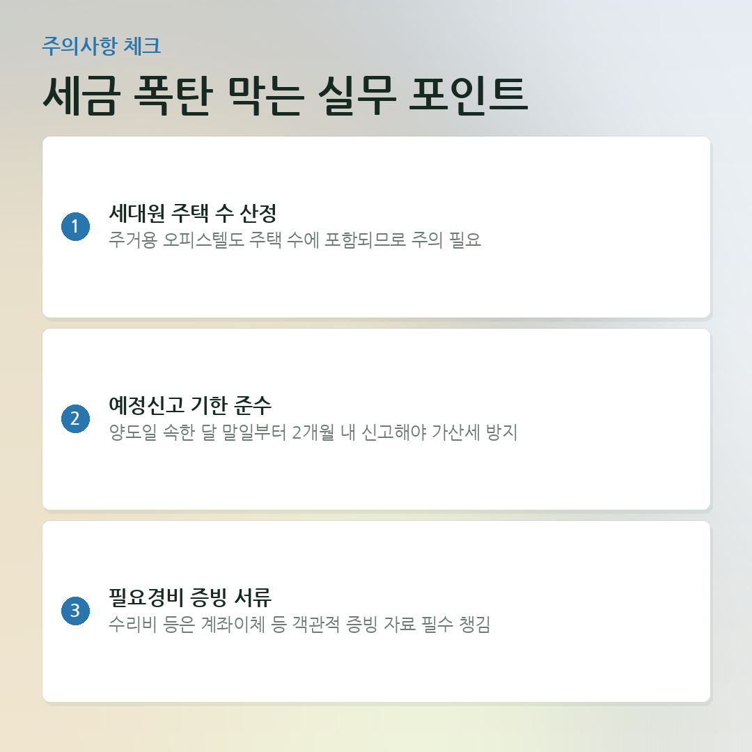 세금 폭탄 막는 실무 포인트 요약 카드
