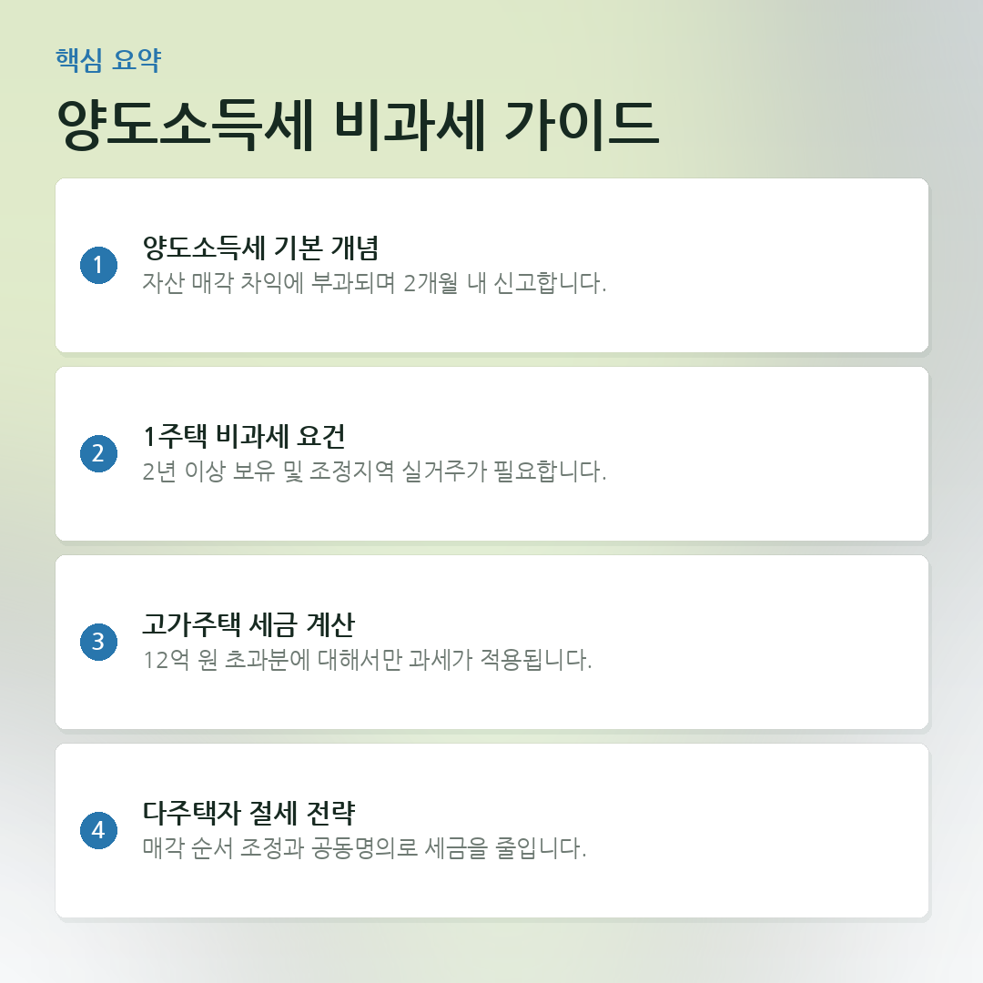 양도소득세 비과세 가이드 요약 카드