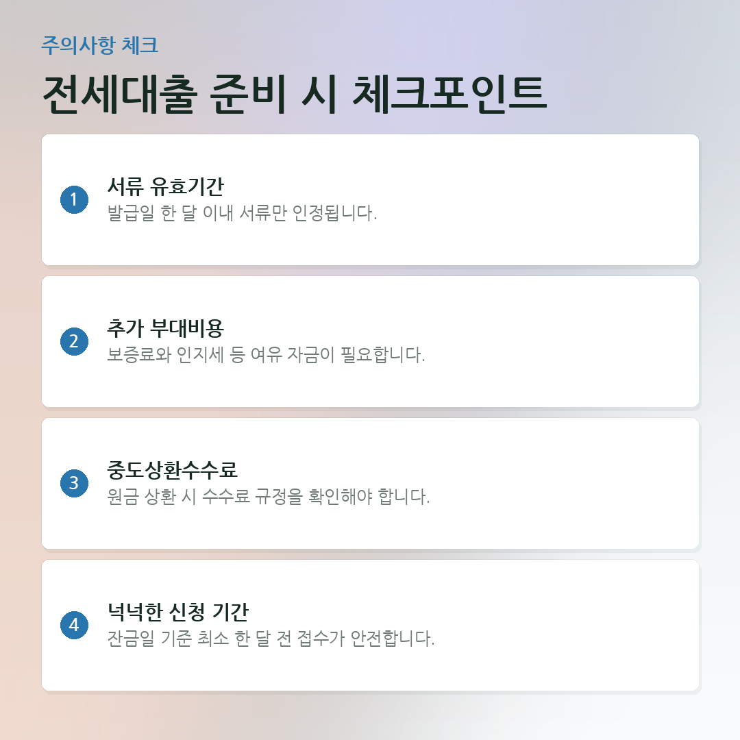 전세대출 준비 시 체크포인트 요약 카드