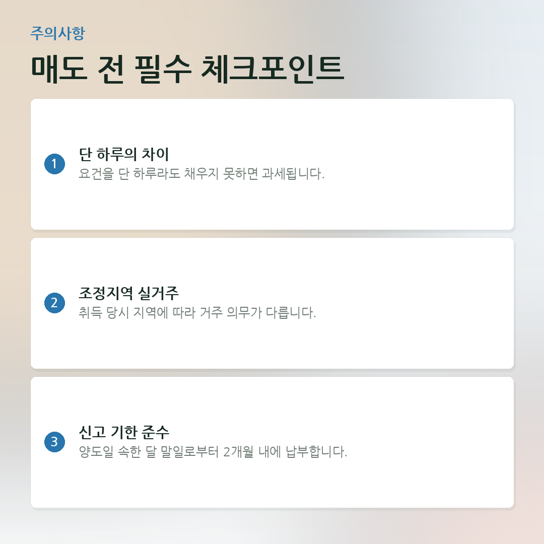 매도 전 필수 체크포인트 요약 카드