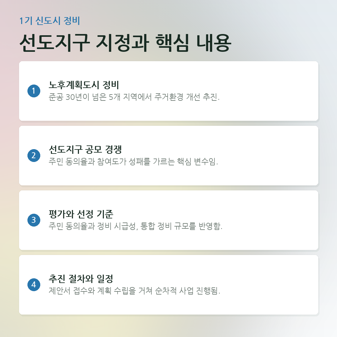 선도지구 지정과 핵심 내용 요약 카드