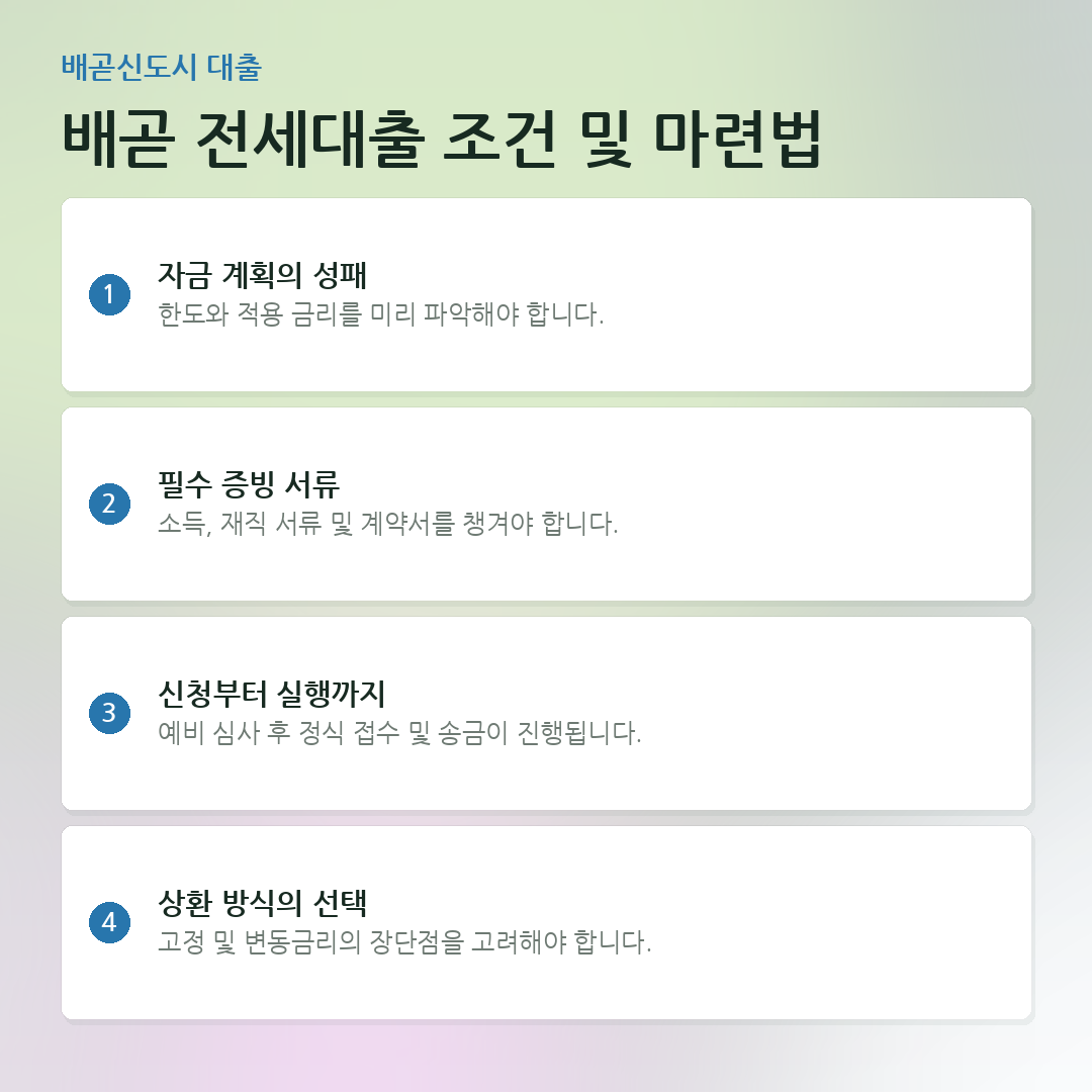 배곧 전세대출 조건 및 마련법 요약 카드
