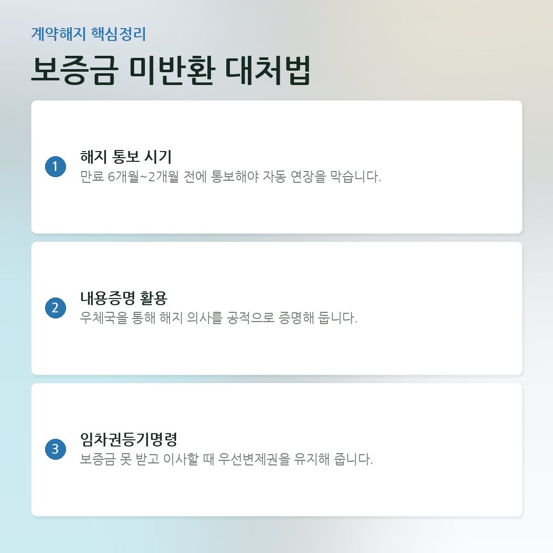보증금 미반환 대처법 요약 카드