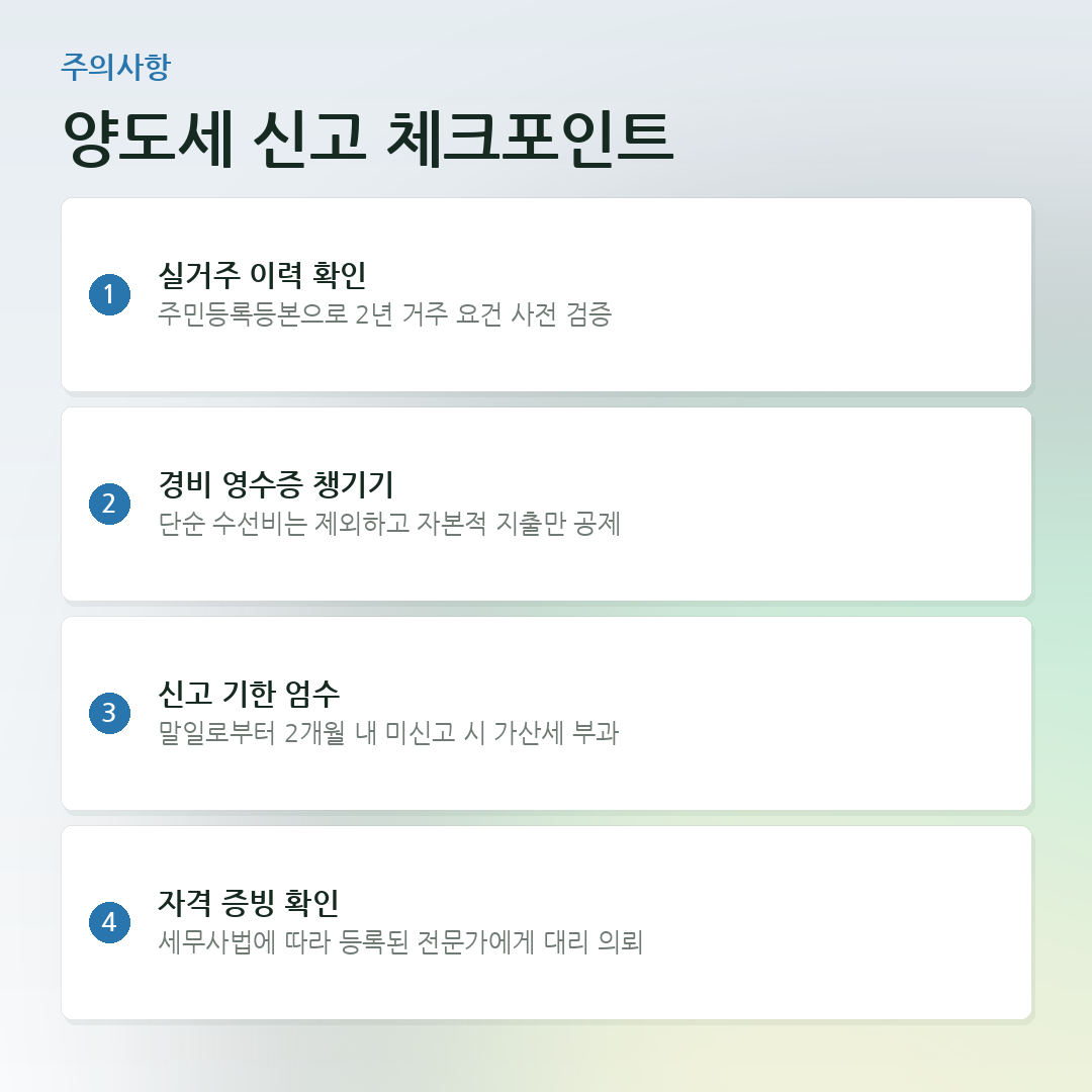 양도세 신고 체크포인트 요약 카드