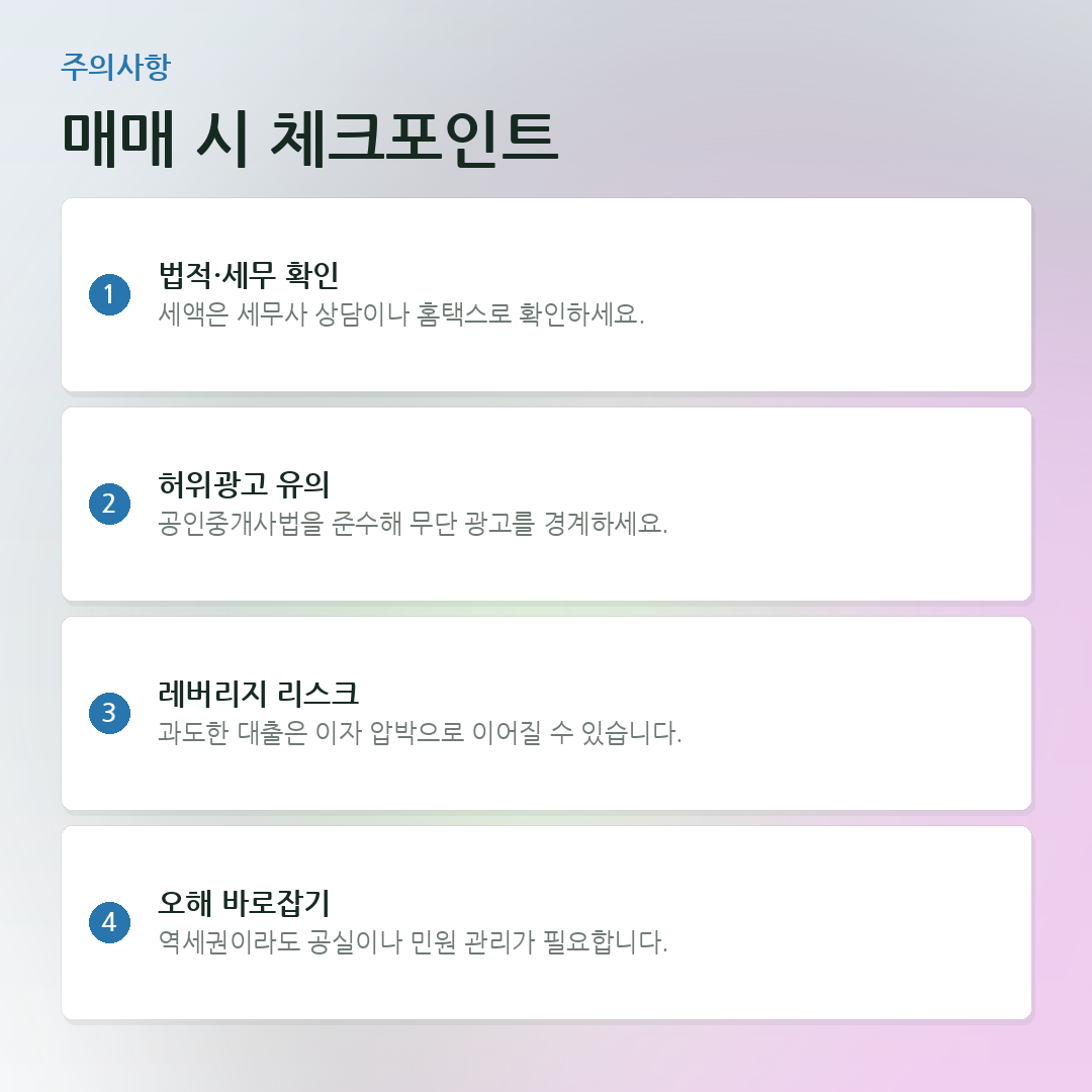 매매 시 체크포인트 요약 카드