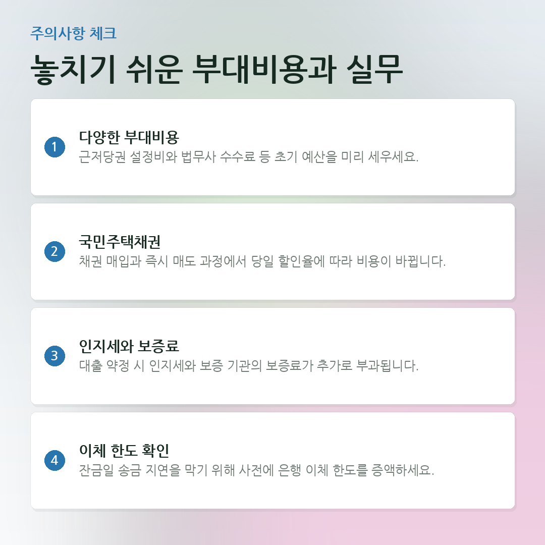 놓치기 쉬운 부대비용과 실무 요약 카드