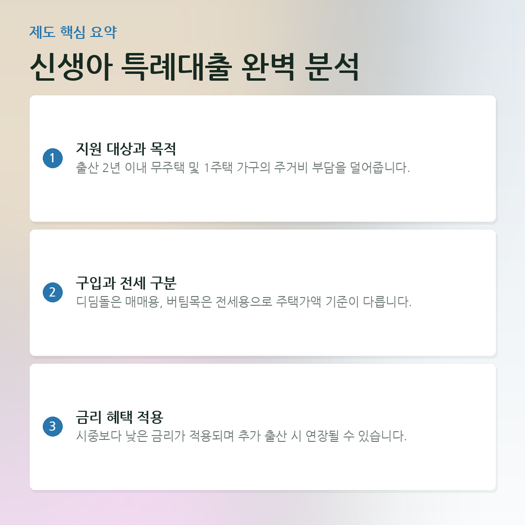 신생아 특례대출 완벽 분석 요약 카드