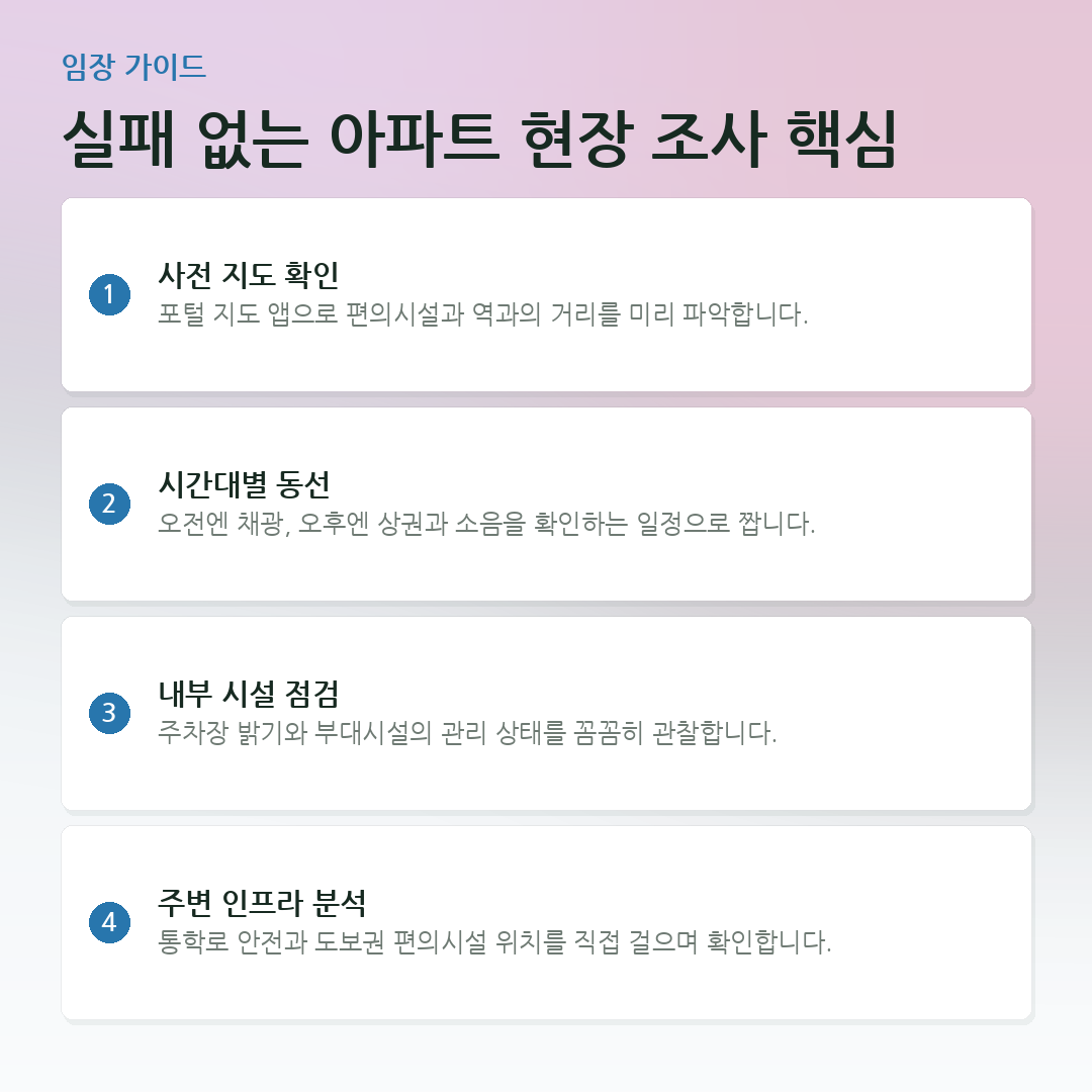 실패 없는 아파트 현장 조사 핵심 요약 카드