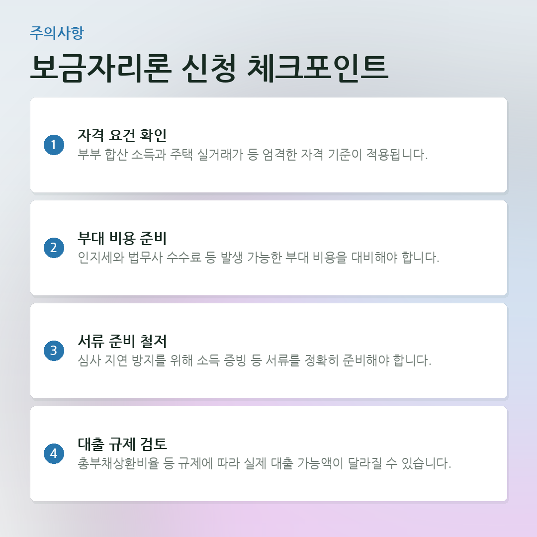 보금자리론 신청 체크포인트 요약 카드