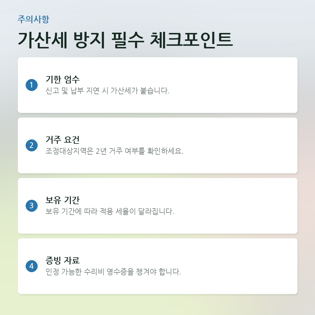 가산세 방지 필수 체크포인트 요약 카드