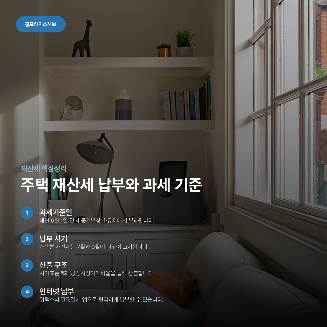 주택 재산세 납부와 과세 기준 요약 카드