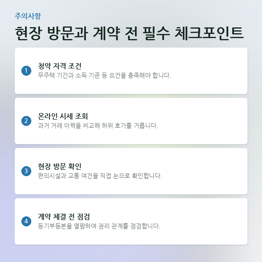 현장 방문과 계약 전 필수 체크포인트 요약 카드