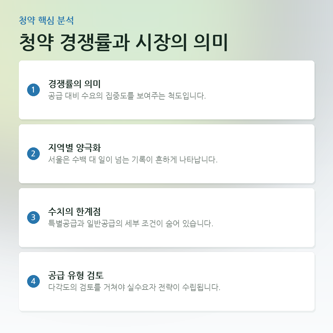 청약 경쟁률과 시장의 의미 요약 카드