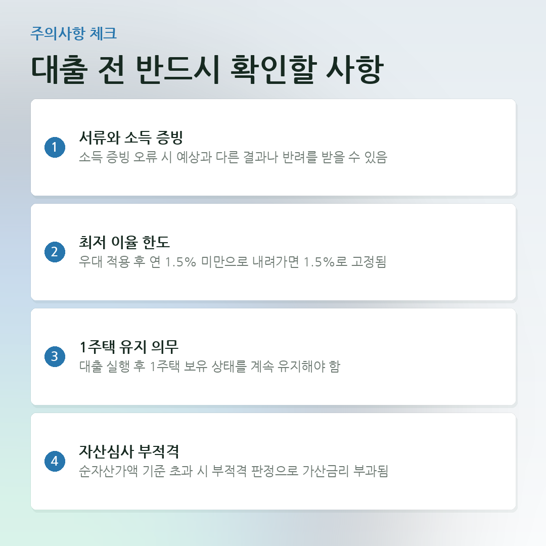 대출 전 반드시 확인할 사항 요약 카드