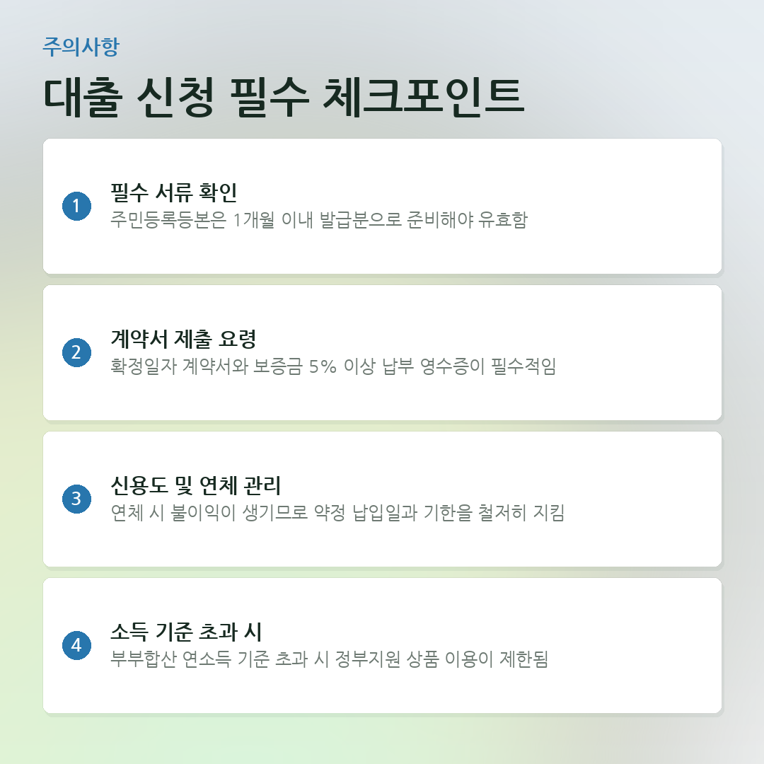 대출 신청 필수 체크포인트 요약 카드