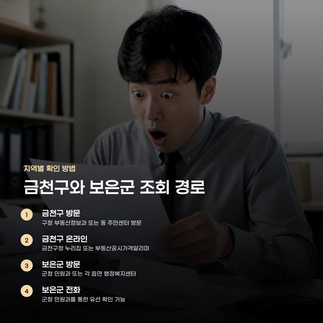 금천구 보은군 개별공시지가 확인과 이의신청 절차 과정