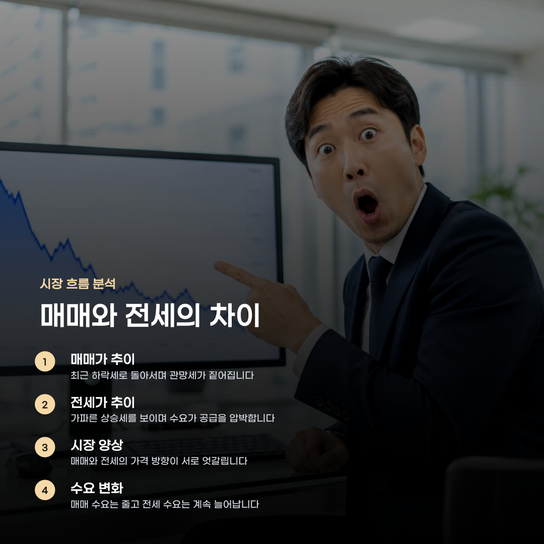 서울 아파트 매매 전세 시세 변화, 매매가 하락과 전세가 상승의 차이